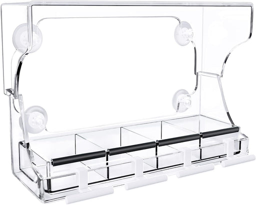 Window Bird Feeder, Window Bird Feeders with Strong Suction Cups for Outside, Height Adjustable to 9.5 Inch, Removable Tray with 4 Compartments, Easy Clean and Fill, Clear Acrylic Bird House
