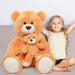 Morismos Giant Teddy Bear Mommy and Baby Bear Soft Plush Bear Stuffed Animal for Kids Girlfriend Valentine'S Day, Orange 39"