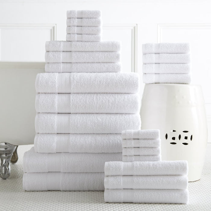 24PC Bath Towel Set (2 Sheets, 4 Bath, 6 Hand, 4 Fingertip & 8 Wash) - White, Addy Home Best Value