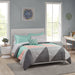 Mainstays Gray and Teal Geometric 8 Piece Bed in a Bag Comforter Set with Sheets, Queen