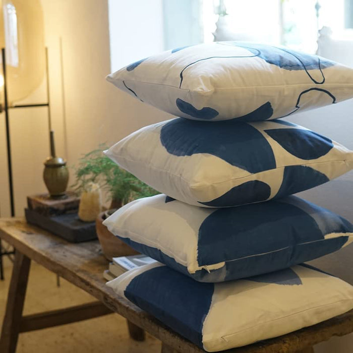Navy Blue Throw Pillows for Couch Set of 4 Boho Decorative Pillow Covers White Modern Abstract Geometric Cushion Cover for Bed Bedroom Sofa Velvet Pillowcase 18X18 Inch Aesthetic Minimalist Home Décor