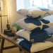 Navy Blue Throw Pillows for Couch Set of 4 Boho Decorative Pillow Covers White Modern Abstract Geometric Cushion Cover for Bed Bedroom Sofa Velvet Pillowcase 18X18 Inch Aesthetic Minimalist Home Décor