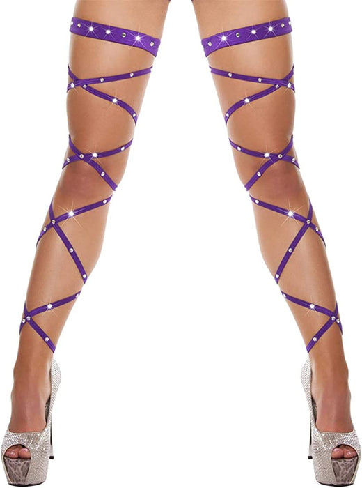 Women Criss Cross Sparkle Glitter Rhinestone Crystal over Knee Thigh High Stockings