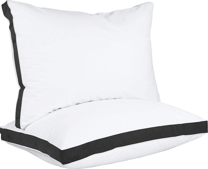 Bed Pillows for Sleeping Queen Size (Black), Set of 2, Cooling Hotel Quality, Gusseted Pillow for Back, Stomach or Side Sleepers