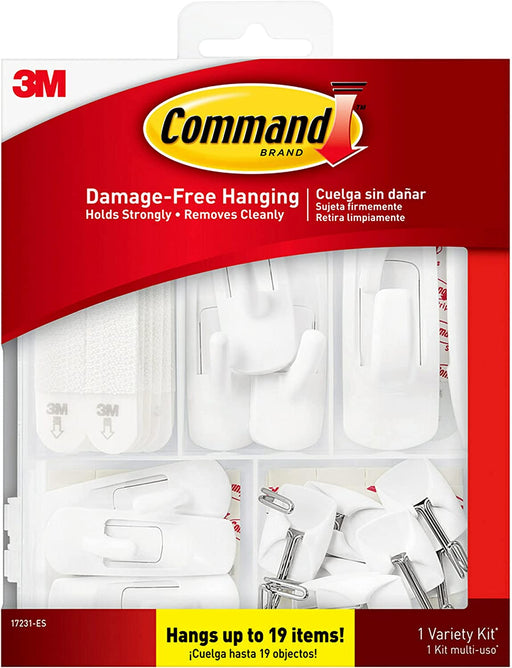 Command Variety Pack, Picture Hanging Strips, Wire Hooks and Utility Hooks, Damage Free Hanging Variety Pack for up to 19 Items, 1 Kit