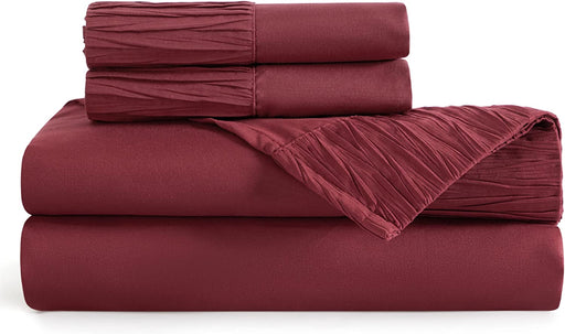 Full Size Sheets Set Burgundy - Soft 1800 Bedding Microfiber Sheets Full Size Bed, 4 Pieces Full Bed Sheets