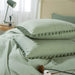 Comforter Set Queen Size Pom, 3 Piece Boho Bed Set, All Season Farmhouse Microfiber down Alternative Bedding Comforter with 2 Pillow Shams, Solid Sage Green Pompom
