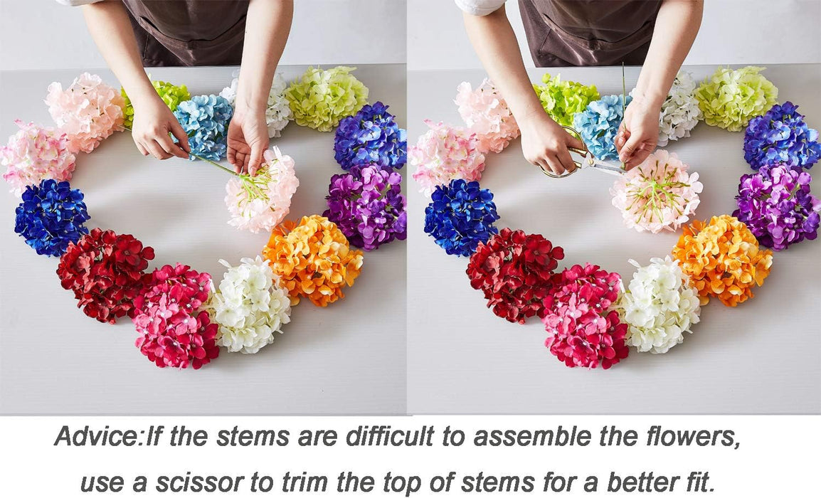 Artificial Hydrangea Flowers Blush Heads 10 Fake Hydrangea Silk Flowers for Wedding Centerpieces Bouquets DIY Floral Decor Home Decoration with Stems.