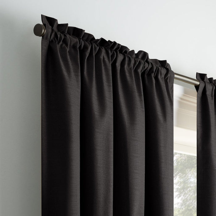 Eclipse Samara Solid Color Blackout Rod Pocket Single Curtain Panel, Black, 42 X 84