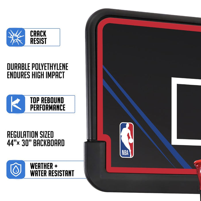 NBA Official 44 In. Portable Basketball System Hoop with Polyethylene Backboard