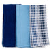 Cotton Waffle Kitchen Towels, Blue White, 3-Piece Set