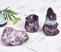 AMOYSTONE Purple Lepidolite Crystals Tower Flame Shaped Stone Energy Meditation Healing Crystal Home Decor 1.0-1.5LB