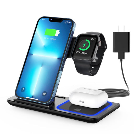 Wireless Charger, 3 in 1 Qi-Certified 15W Fast Charging Station for Apple Iwatch Series 5/4/3/2/1,Airpods,Wireless Charging Stand for Iphone 13/12/11 Series/Xs MAX/XR/XS/X/8/8 Plus/Samsung