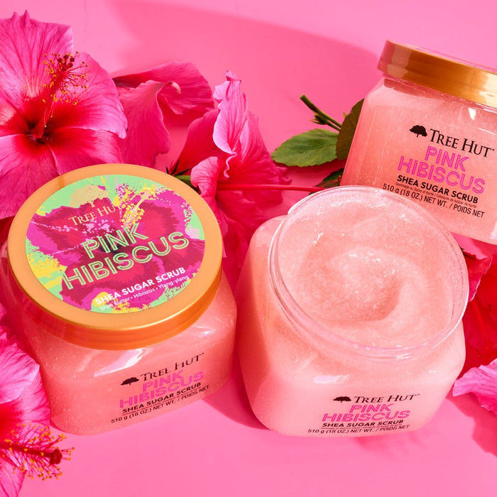 Tree Hut Pink Hibiscus Shea Sugar Exfoliating & Hydrating Body Scrub, All Skin Types 18 Oz.