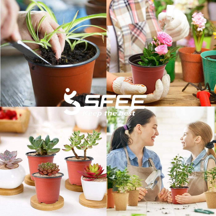 100 Pack Plant Nursery Pots 4 Inch Plastic Plant Pots, Soft Durable Reusable Seed Starting Pots for Succulents Plants Vegetables Fruits Seedlings Cuttings Transplanting with 100 Plant Labels