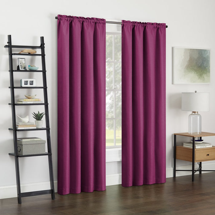 Eclipse Samara Solid Color Blackout Rod Pocket Single Curtain Panel, Boysenberry, 42 X 54