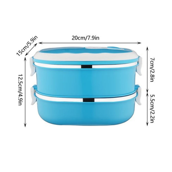 Thermal Lunch Box, 2 Layer Bento Boxes for Student/Adult,  Portable Stainless Steel Food Containers, Leak Proof Microwave Safe