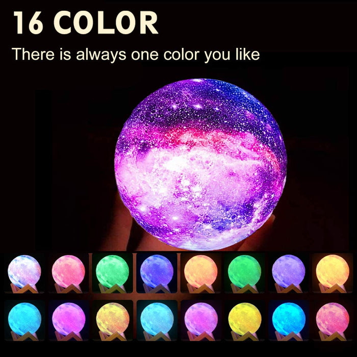 Moon Lamp Inches Galaxy Lamp Night Light 16 Colors LED Moon Light with Stand Remote Touch Control and USB Rechargeable Home Décor(5.9 Inches)