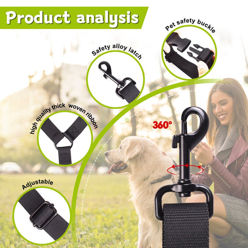 Dog Seat Belt, Black Adjustable Pet Puppy Doggie Car Safety Harness Restraint Headrest 2 Piece