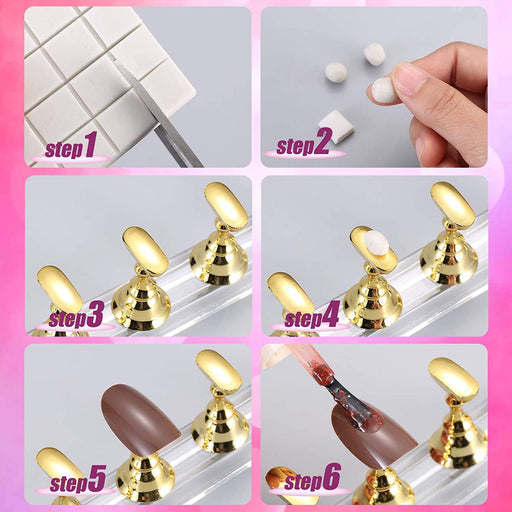 2 Set Acrylic Nail Stand with Putty,Nail Practice Display Stand for Press on Magnetic Nail Holder Tip Art Painting Stand Holder Manicure Tool for Home Salon Makeup DIY Business Women Christmas Gift