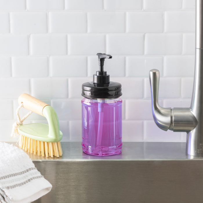 Black Mason Jar Soap Dispenser - Rust Proof Plastic with Plastic Pint Jar - Two Pack!