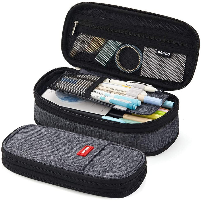 EASTHILL Big Capacity Pencil Pen Case Office College School Large Storage High Capacity Bag Pouch Holder Box Organizer Light Blue