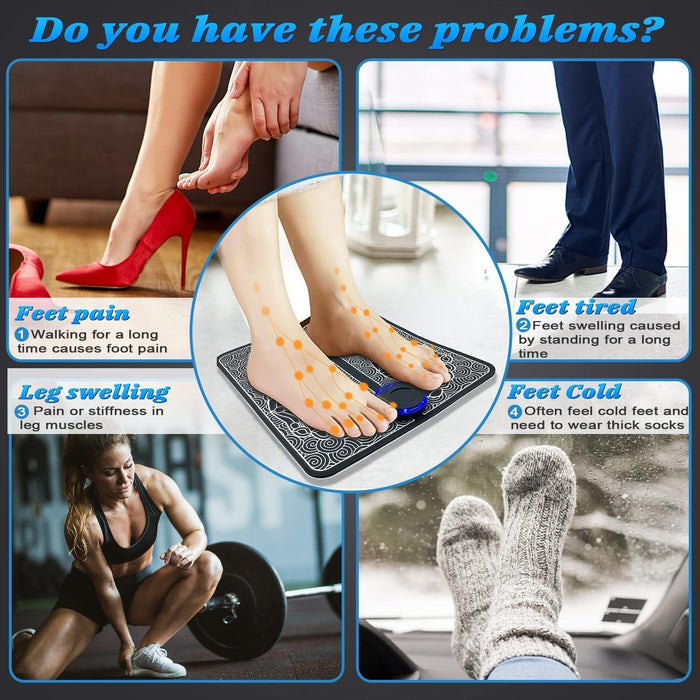 Foot Massager Mat - Foot Massager Pad for Pain Plantar Relief, Muscle Relaxation, Foldable Legs & Feet Massager with 8 Modes, 19 Levels - Intelligent Wireless Fitness Apparatus Model AST-301