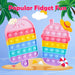 Nitoy 2-Pack Silicone Dessert Push Pop Bubble Fidget Sensory Toys Stress Reducer Anxiety Relief Bubble Popper Fidget Toy Squeeze Hand Toy for Kids and Adults (Rainbow Colors Ice Cream Pop & Milkshake)