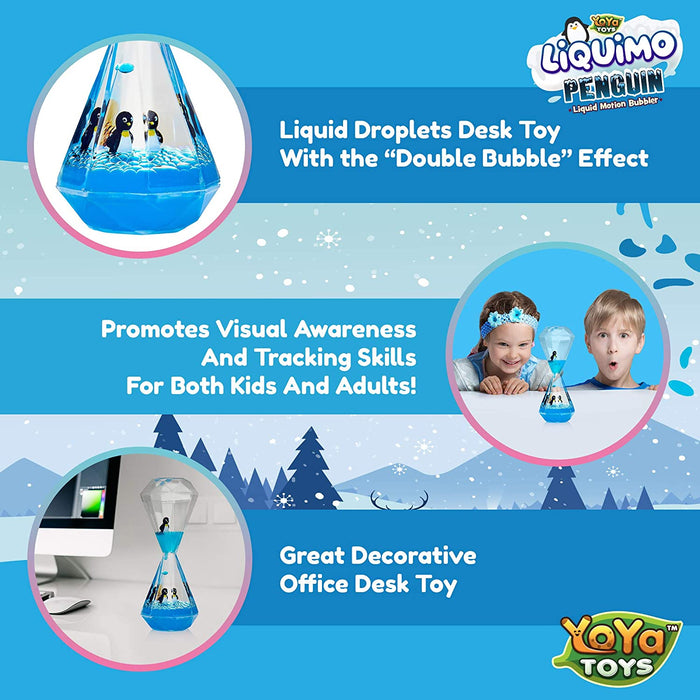 Liquimo Penguin - Liquid Motion Bubbler for Kids and Adults - Penguin Theme - Satisfying Sensory Toys for Stress and Anxiety Relief - Fidget Toy Can Be Used as a Colorful Kitchen Timer