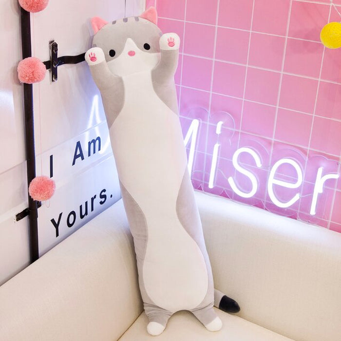 130Cm Cute Soft Long Cat Plush Toys Office Nap Stuffed Animal Pillow Home Comfort Cushion Christmas Gift Doll for Kids Girl