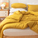Yellow Comforter Queen Set 3Pcs Boho Ball Pom Pom Bedding, Aesthetic Mustard Yellow Comforter Queen Sized Bed Set Deep Yellow Bed Set for Women Men (1 Comforter 2 Pillowcases)