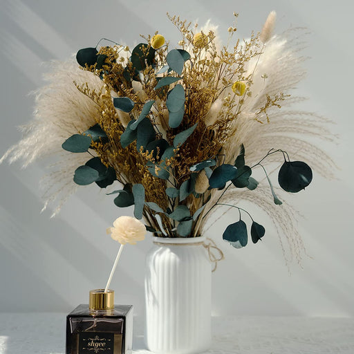 86PCS Natural Dried Pampas Grass Decor,Boho Room Decor Bouquet,Eucalyptus Dried Flowers,Centerpiece Table Decorations Bouquet for Wedding Floral Arrangements Home Living Room Decorations