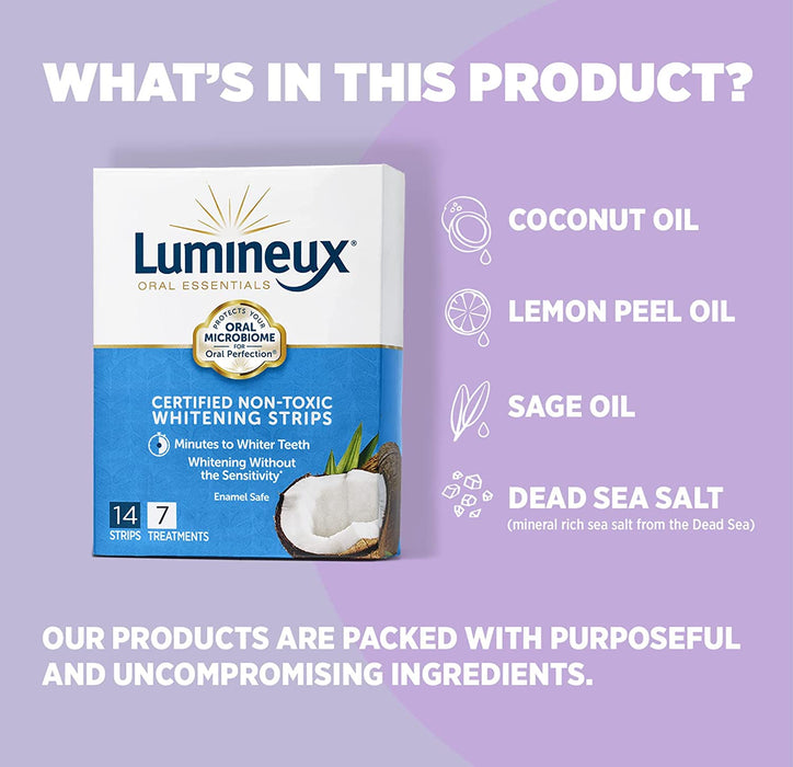 Lumineux Teeth Whitening Strips 7 Treatments - Enamel Safe for Whiter Teeth - Whitening without the Harm - Dentist Formulated and Certified Non-Toxic - Sensitivity Free