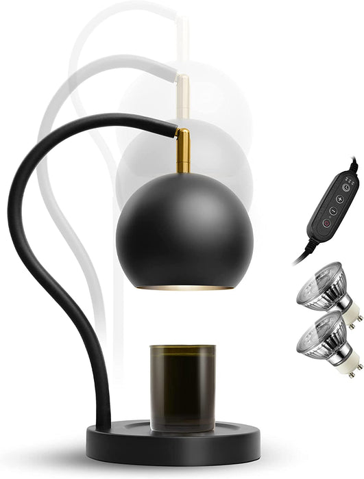 360°Adjustable Candle Warmer Lamp, Dimmer + Timer Candle Melter with Freely Height and Angle, Metal Electric Lantern Work with Yankee Large Jar, Top-Down Candle Melter for Home Decor,2 Blub, Black