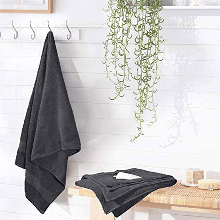 Premium Cotton 4 Pack Bath Towel Set - 100% Pure Cotton - 4 Bath Towels 27X54 - Ideal for Everyday Use - Ultra Soft & Highly Absorbent - Charcoal