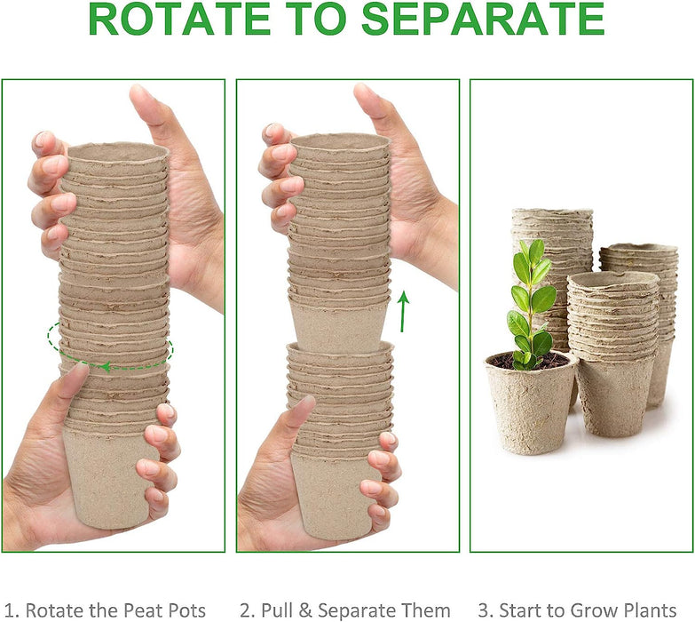 60 Packs 2.4 Inch Peat Pots Plant Starters for Seedling with 25 Pcs Plant Labels, Biodegradable Herb Seed Starter Pots Kits, Garden Germination Nursery Pot