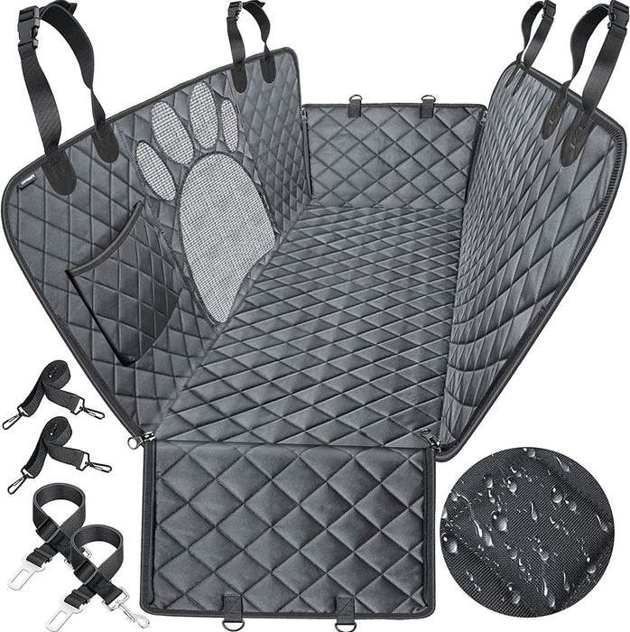 Upgraded Dog Seat Covers with Mesh Visual Window 100% Waterproof Dog Car Seat Cover Nonslip Pet Seat Cover for Back Seat with Storage Pockets, Washable Dog Hammock for Cars Trucks and Suvs