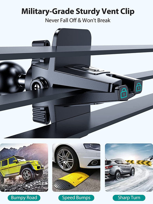 Car Phone Holder Mount, [Upgrade Doesn'T Slip & Drop] Air Vent Cell Phone Holder for Car Hands Free Easy Clamp Cradle in Vehicle Compatible with All Iphone 14 Pro Max Mini Android Smartphones