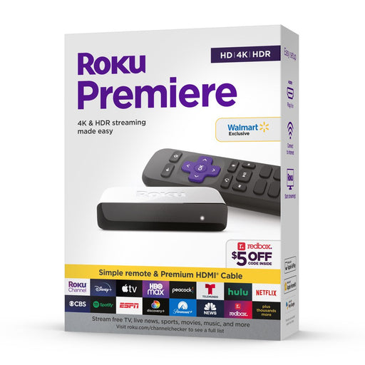 Premiere | 4K/HDR Streaming Media Player with Premium High Speed HDMI Cable and Simple Remote