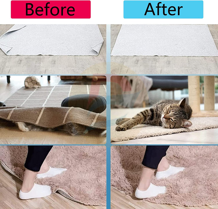 8 Pack Rug Gripper, Reusable Washable Rug Tape, Double Sided Non-Slip Rug Pads Carpet Stickers for Hardwood Floors, Area Rugs, Tile