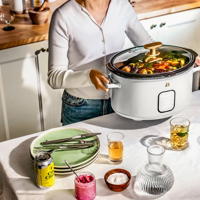 Beautiful 6QT Programmable Slow Cooker, White Icing by Drew Barrymore