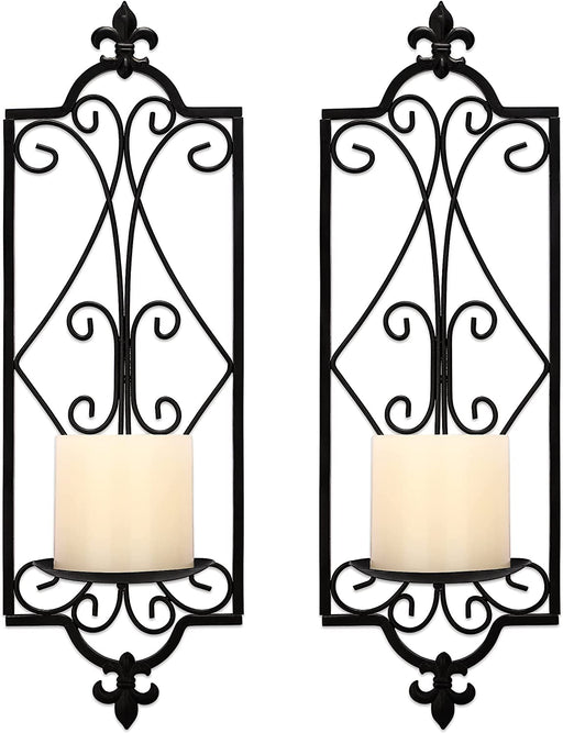 Black Candle Sconce Wall Decor Set of 2 Farmhouse & Rustic, Wall Mounted Sconce Candle Holder,Candle Sconces for Wall, Dining Room Decor, Home Decor Clearance for Living Room, Bathroom…
