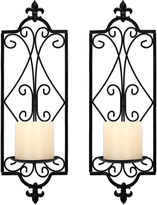 Black Candle Sconce Wall Decor Set of 2 Farmhouse & Rustic, Wall Mounted Sconce Candle Holder,Candle Sconces for Wall, Dining Room Decor, Home Decor Clearance for Living Room, Bathroom…