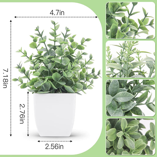 4 Packs Fake Plants Mini Artificial Greenery Potted Plants for Home Decor Indoor Office Table Room Farmhouse