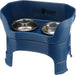 Neater Feeder Deluxe with Leg Extensions for Small Dogs - Mess Proof Pet Feeder with Stainless Steel Food & Water Bowls - Drip Proof, Non-Tip, and Non-Slip - Gunmetal Grey