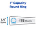 Economy View 3 Ring Binders, 1" round Rings, 4 White Binders (19200)