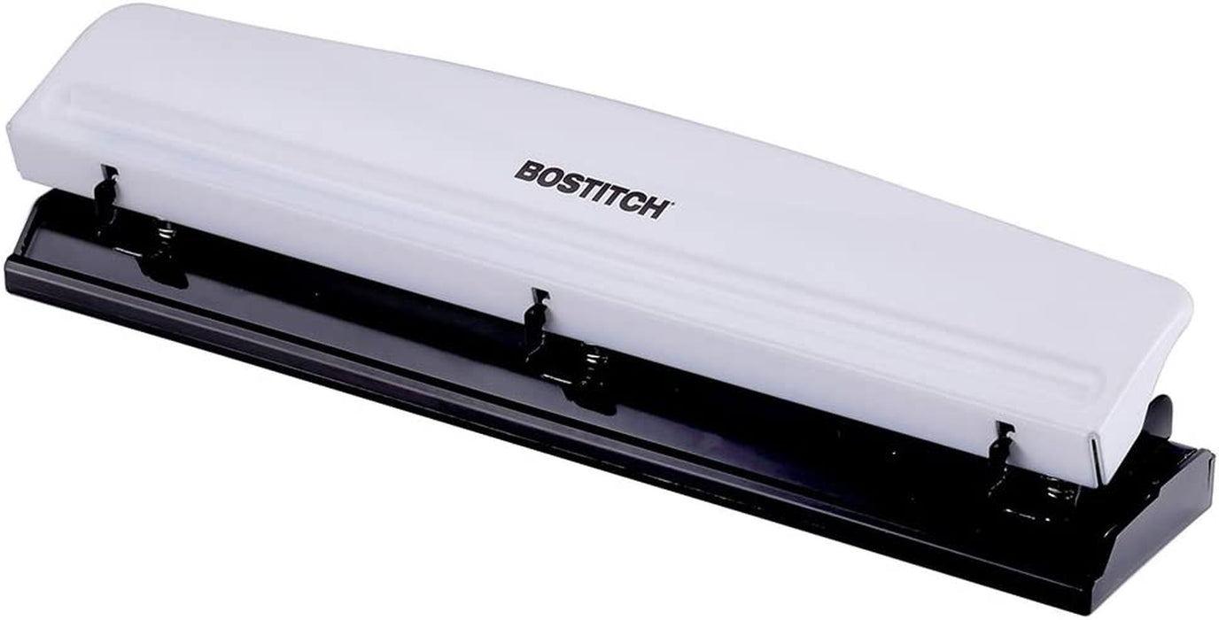 Bostitch Office 3 Hole Punch, 12 Sheet Capacity, All-Metal, Silver