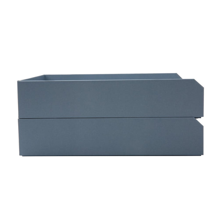 2 Piece Set Paperboard Paper Tray Desk Organizer Blue Linen
