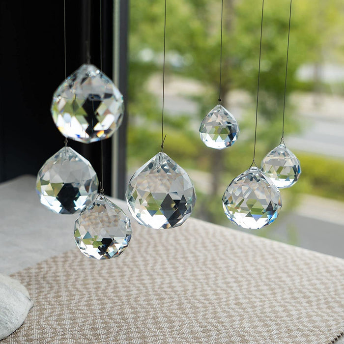 24Pcs Clear Crystal Ball Prism Suncatcher Rainbow Pendants Maker, Hanging Crystals Prisms for Windows,20Mm