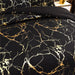 Gold Metallic Marble Comforter Set Queen Size Foil Print Glitter Bedding Sets,Black/Gold,Queen